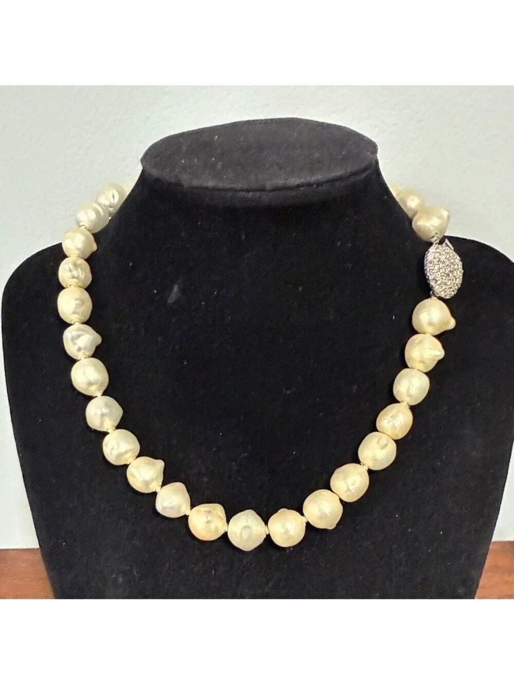 Les Bernard Champagne Faux Baroque Large Pearl Necklace